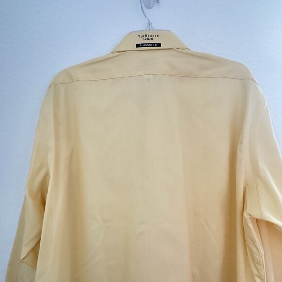 Van Heusen Lux Sateen No Iron Dress Shirt Men's 16 32/33 L/S Butter Yellow NWT - Picture 4 of 10